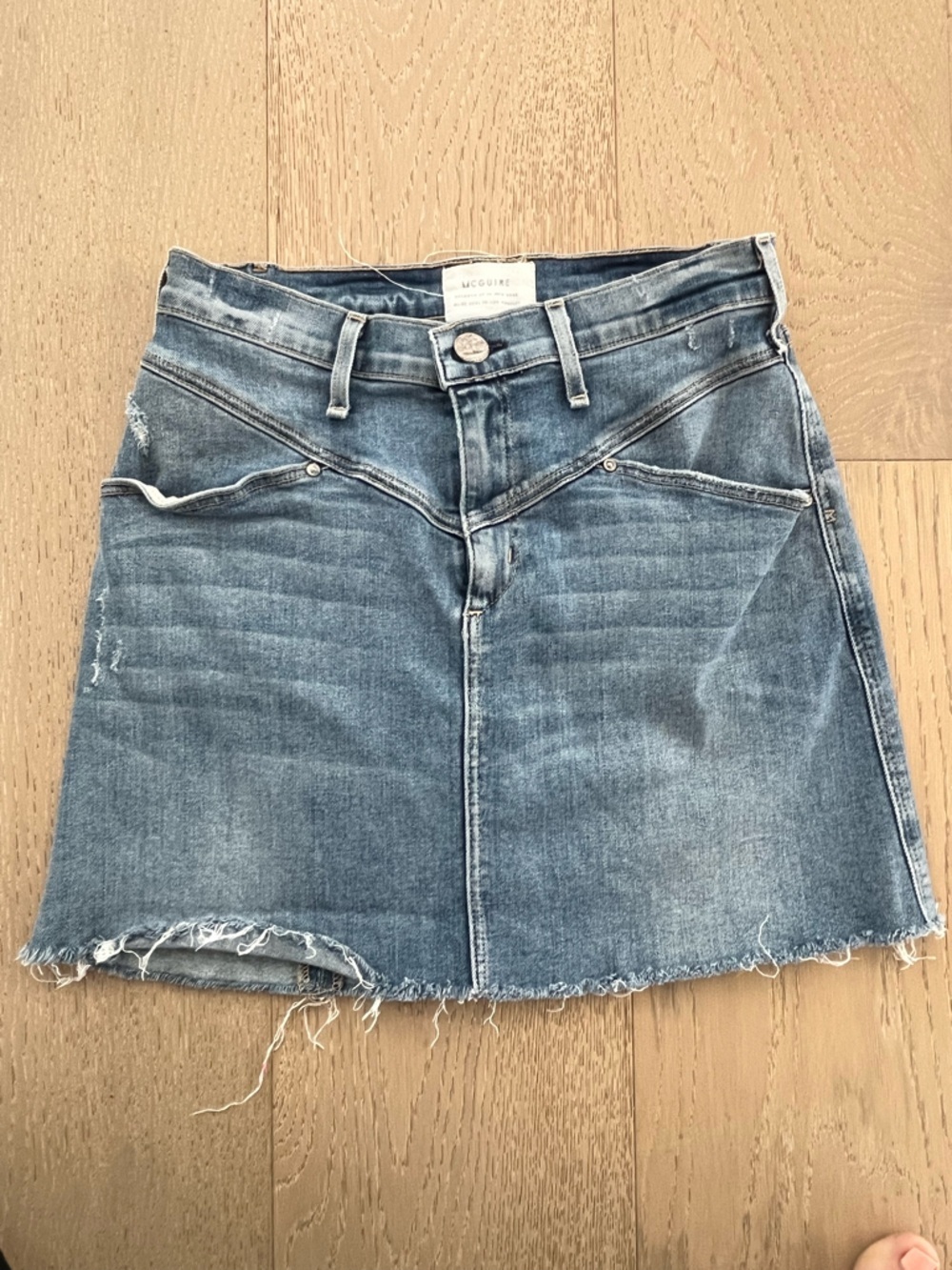 McGuire Denim Jean Mini Skirt V Yoke Detail Sz 24
